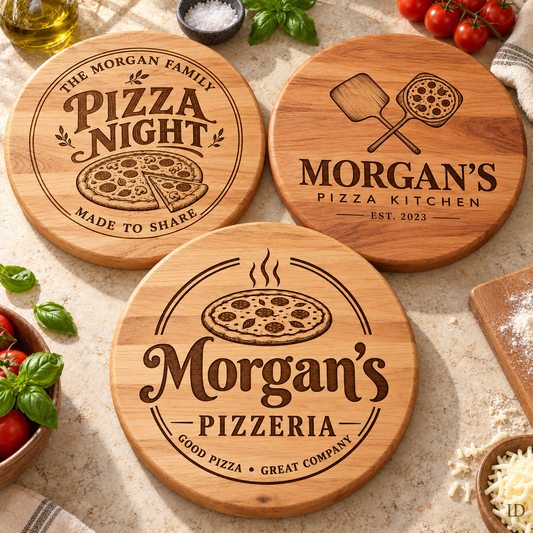 Personalized Pizza Board, Engraved Maple or Cherry Wood, Custom Pizzeria Serving Board, Pizza Lover Gift, Housewarming Gift