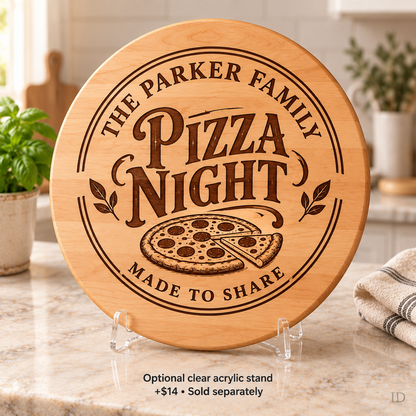 Personalized Pizza Board, Engraved Maple or Cherry Wood, Custom Pizzeria Serving Board, Pizza Lover Gift, Housewarming Gift