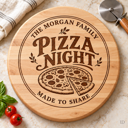 Personalized Pizza Board, Engraved Maple or Cherry Wood, Custom Pizzeria Serving Board, Pizza Lover Gift, Housewarming Gift