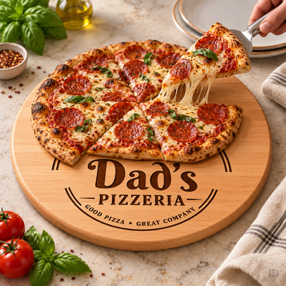 Personalized Pizza Board, Engraved Maple or Cherry Wood, Custom Pizzeria Serving Board, Pizza Lover Gift, Housewarming Gift