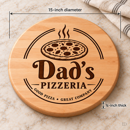 Personalized Pizza Board, Engraved Maple or Cherry Wood, Custom Pizzeria Serving Board, Pizza Lover Gift, Housewarming Gift