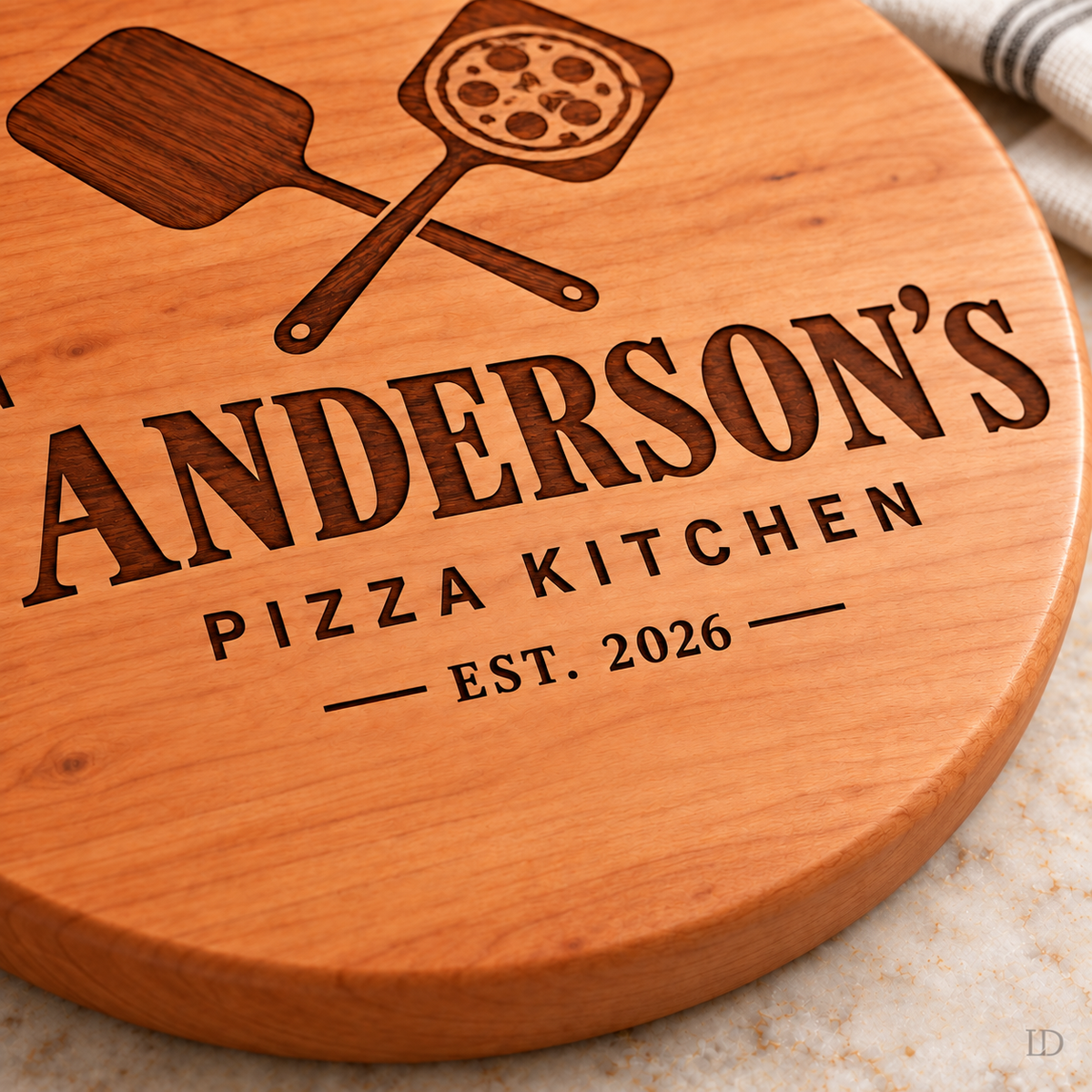 Personalized Pizza Board, Engraved Maple or Cherry Wood, Custom Pizzeria Serving Board, Pizza Lover Gift, Housewarming Gift