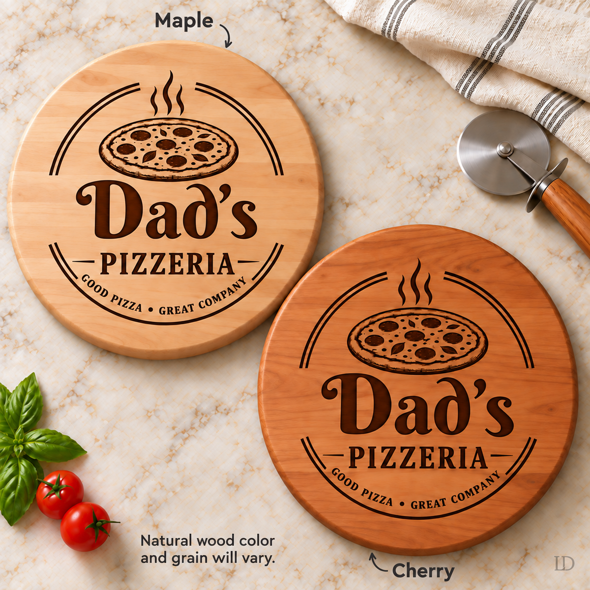 Personalized Pizza Board, Engraved Maple or Cherry Wood, Custom Pizzeria Serving Board, Pizza Lover Gift, Housewarming Gift