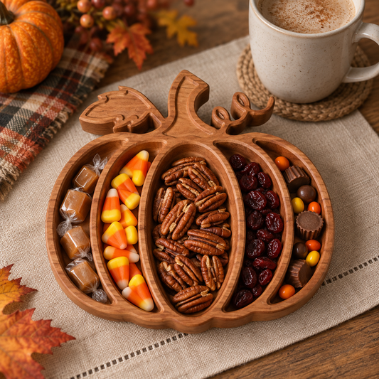 Pumpkin Wood Candy Tray - Snack Bowl - Fall Table Decor