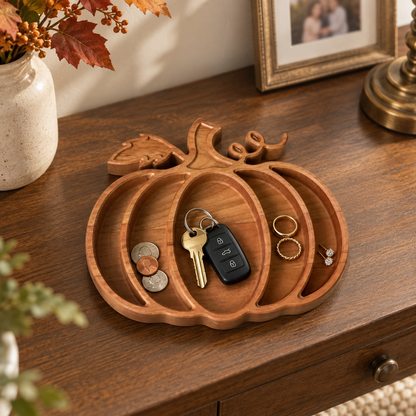Pumpkin Wood Candy Tray - Snack Bowl - Fall Table Decor