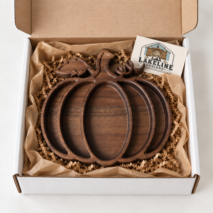 Pumpkin Wood Candy Tray - Snack Bowl - Fall Table Decor