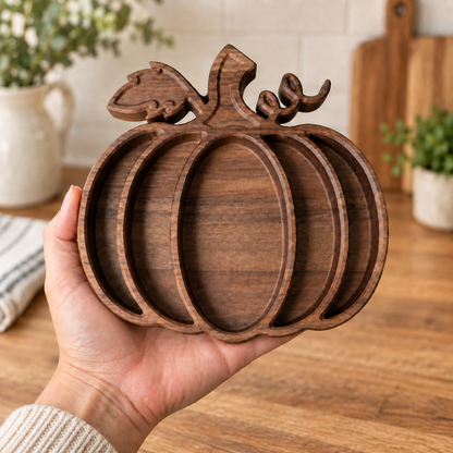 Pumpkin Wood Candy Tray - Snack Bowl - Fall Table Decor
