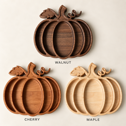 Pumpkin Wood Candy Tray - Snack Bowl - Fall Table Decor