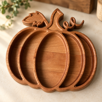 Pumpkin Wood Candy Tray - Snack Bowl - Fall Table Decor