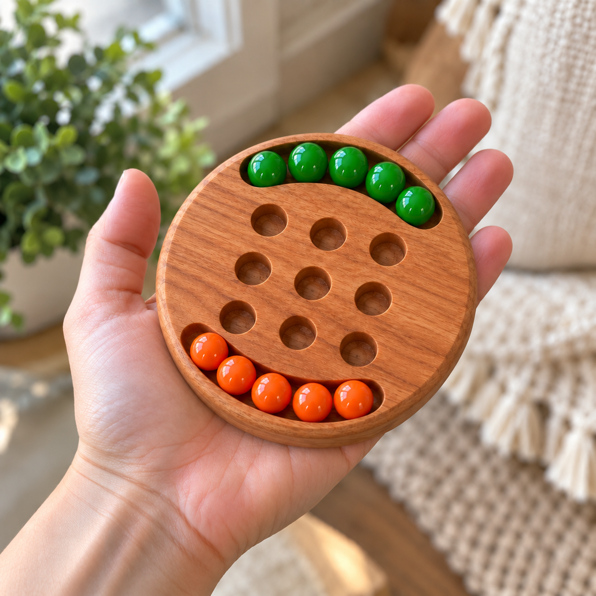 Personalized Wooden Tic Tac Toe Travel Game with Marbles – Maple, Cherry or Walnut