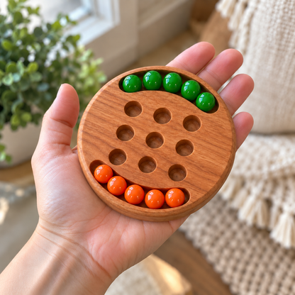Personalized Wooden Tic Tac Toe Travel Game with Marbles – Maple, Cherry or Walnut
