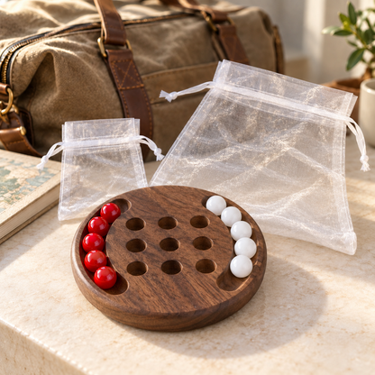 Personalized Wooden Tic Tac Toe Travel Game with Marbles – Maple, Cherry or Walnut