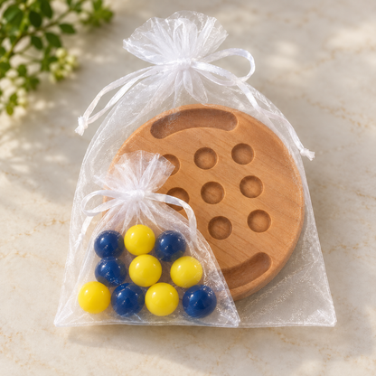 Personalized Wooden Tic Tac Toe Travel Game with Marbles – Maple, Cherry or Walnut