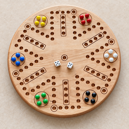 Wooden Wahoo Board Game, 4 or 6 Player, Maple Cherry or Walnut, Engraved Accents