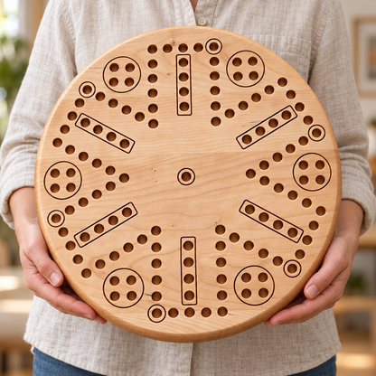 Wooden Wahoo Board Game, 4 or 6 Player, Maple Cherry or Walnut, Engraved Accents