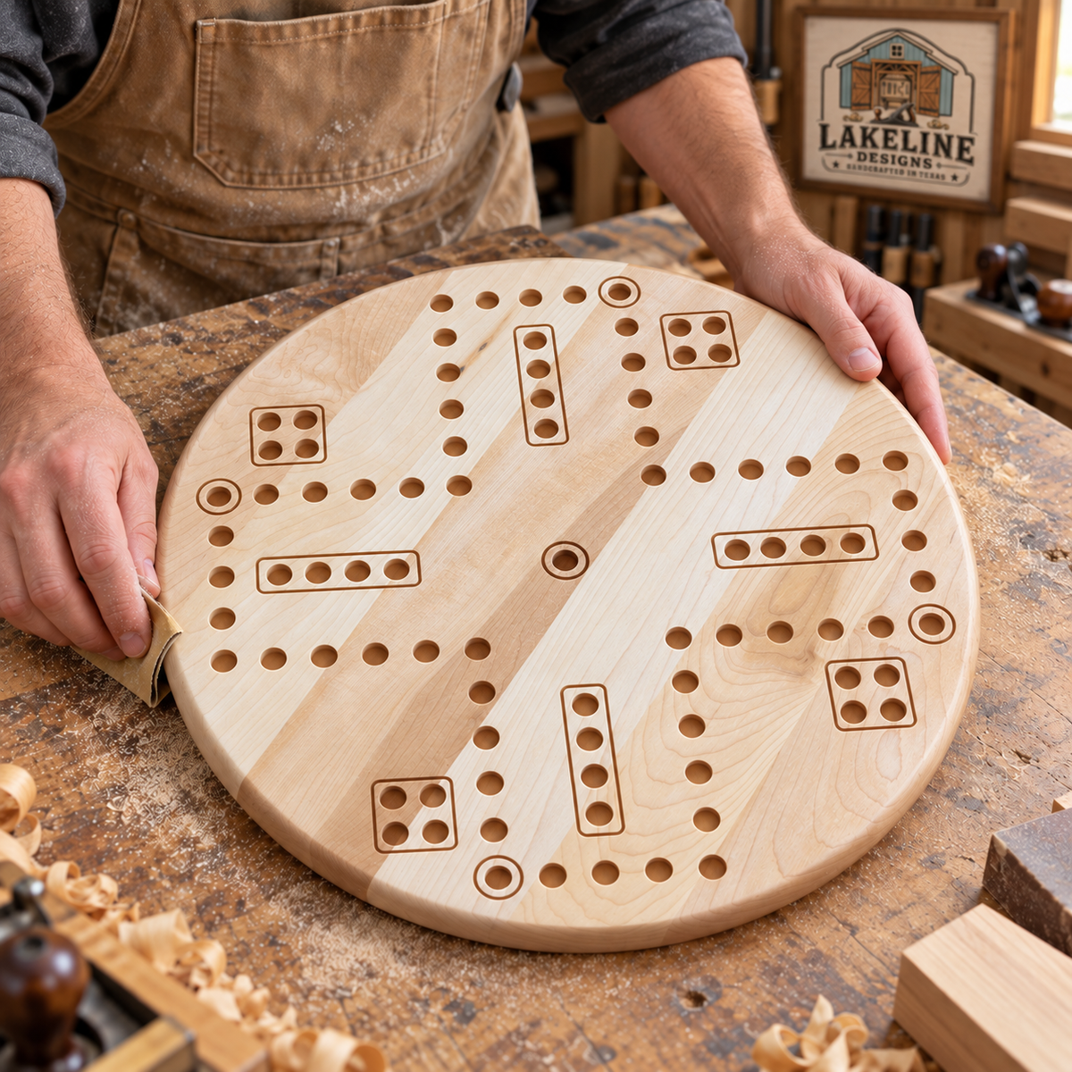 Wooden Wahoo Board Game, 4 or 6 Player, Maple Cherry or Walnut, Engraved Accents