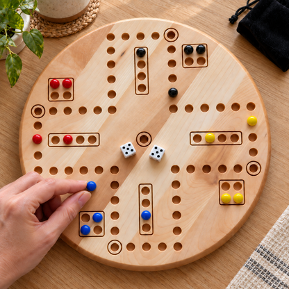 Wooden Wahoo Board Game, 4 or 6 Player, Maple Cherry or Walnut, Engraved Accents
