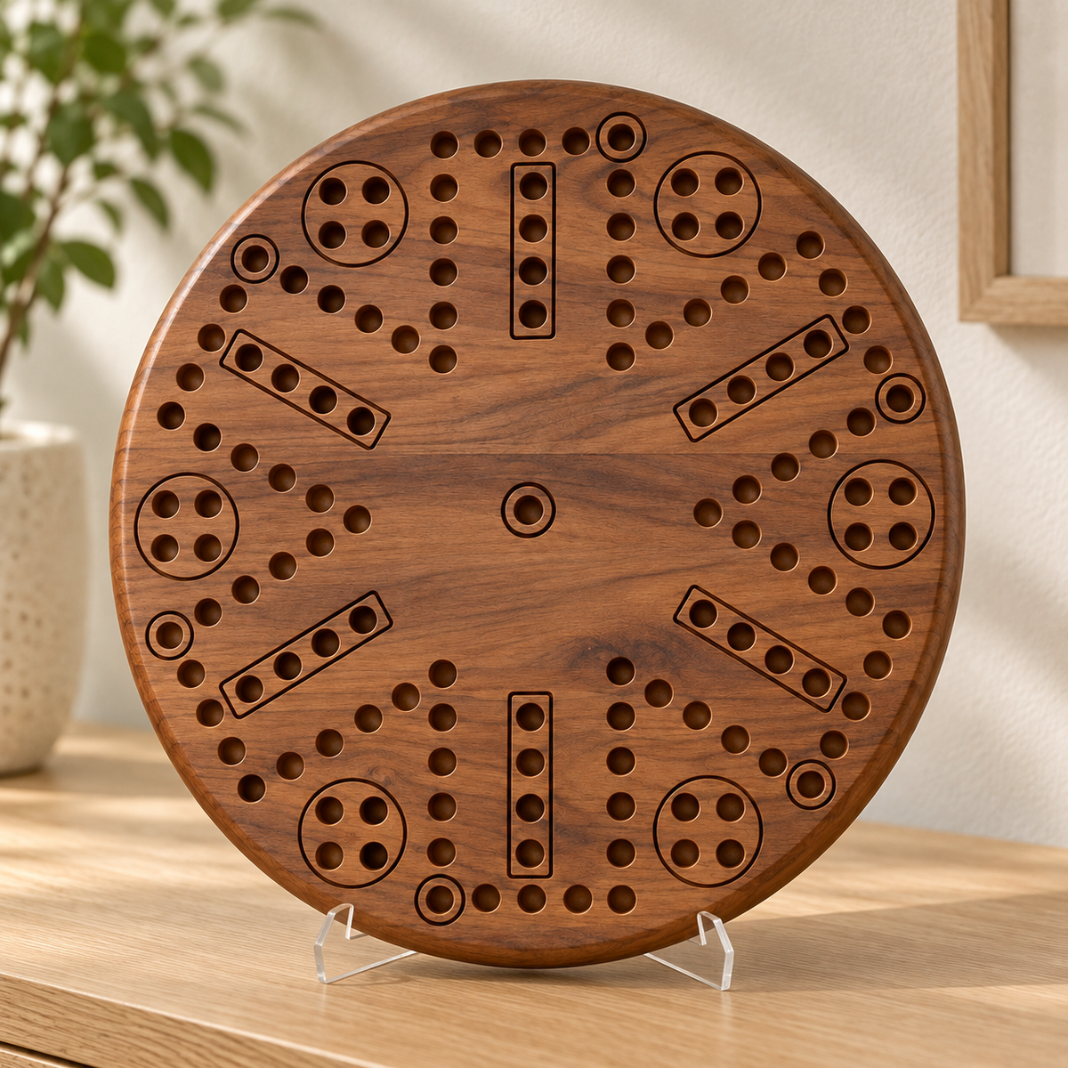 Wooden Wahoo Board Game, 4 or 6 Player, Maple Cherry or Walnut, Engraved Accents