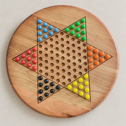 Wooden Chinese Checkers Board, 15-Inch Maple, Cherry or Walnut, Four Designs, Optional Personalization