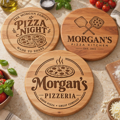 Personalized Pizza Board, Engraved Maple or Cherry Wood, Custom Pizzeria Serving Board, Pizza Lover Gift, Housewarming Gift