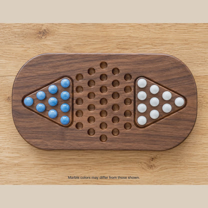 Wooden Chinese Checkers for Two – Compact Travel Game, Optional Personalized Engraving