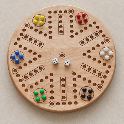 Wooden Wahoo Board Game, 4 or 6 Player, Maple Cherry or Walnut, Engraved Accents