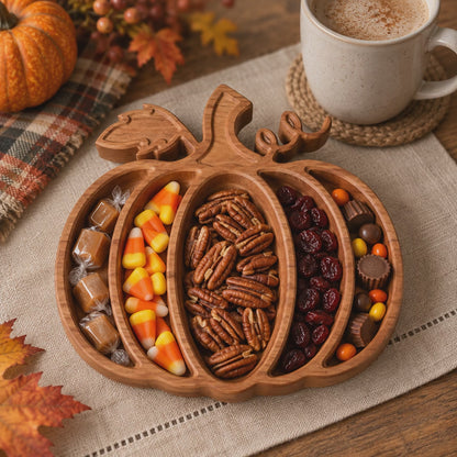 Pumpkin Wood Candy Tray - Snack Bowl - Fall Table Decor