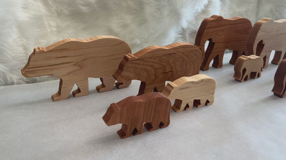 Handmade Wooden Animal Family Sets | Natural Hardwood Toys | Waldorf & Montessori Inspired | Nursery Decor