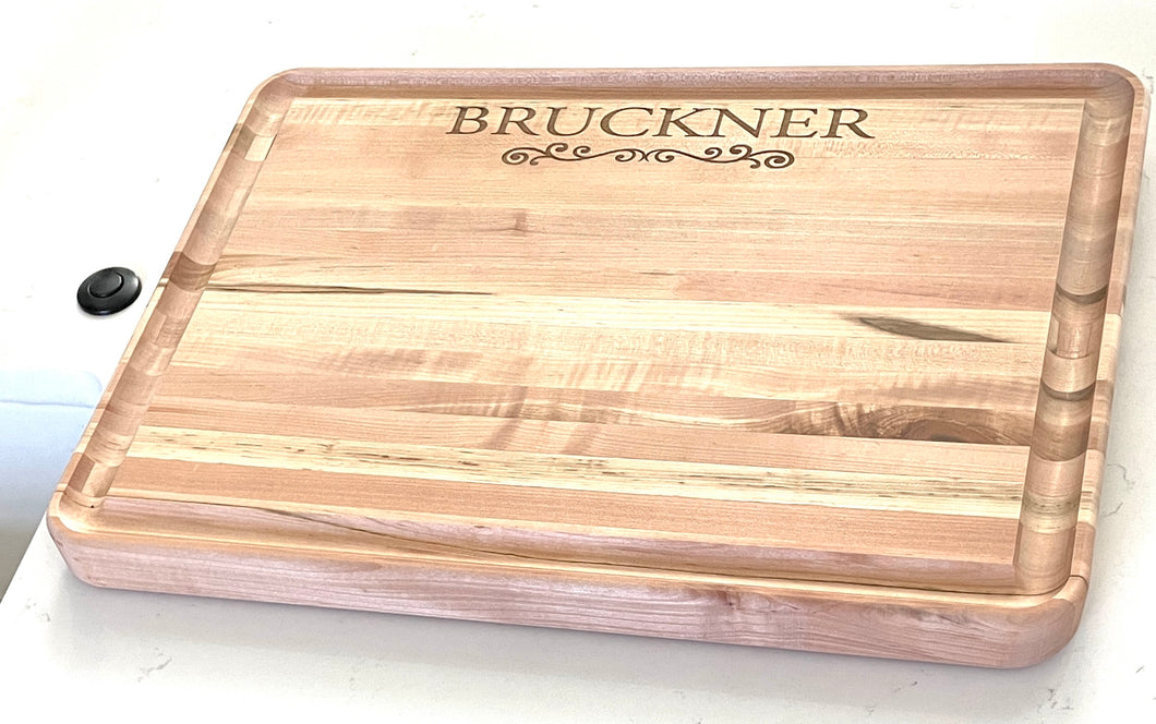 Large Butcher Block Board with Juice Groove - Customized Engraving