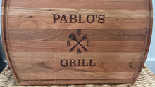 Load image into Gallery viewer, Engraved BBQ Cutting Board w/ Small BBQ Tools
