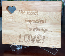 Load image into Gallery viewer, Custom Cutting Board with Heart Cutout
