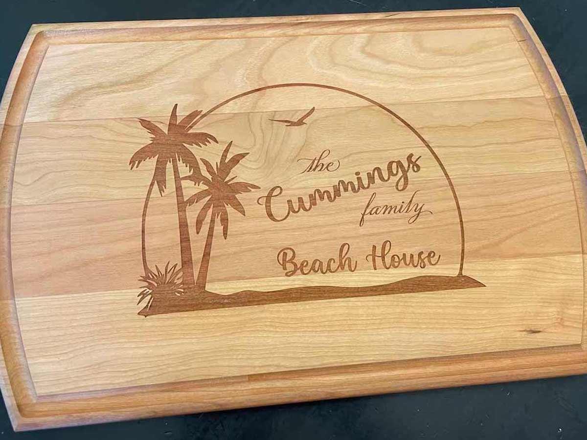 Laser Engraved Personalized Moose Bear Canoe Cabin Lake House Cutting Board FREE Personalization buying